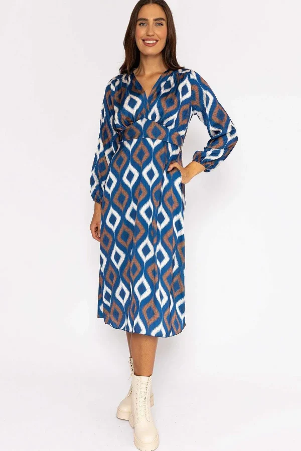 Pala D'oro Cliodhna Navy Printed Midi Dress* Sale Dresses