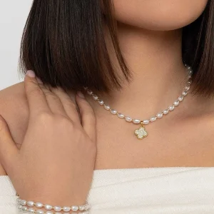Knight & Day Clover Drop Faux Pearl Necklace* Jewellery