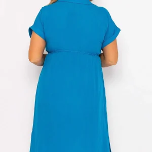 Ulla Popken Collar Knee Length Dress In Blue*Women Dresses & Jumpsuits