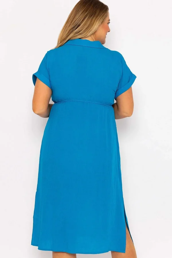 Ulla Popken Collar Knee Length Dress In Blue*Women Dresses & Jumpsuits