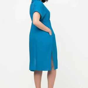 Ulla Popken Collar Knee Length Dress In Blue*Women Dresses & Jumpsuits