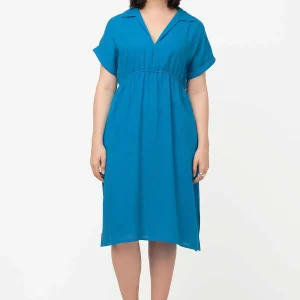 Ulla Popken Collar Knee Length Dress In Blue*Women Dresses & Jumpsuits