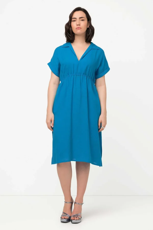 Ulla Popken Collar Knee Length Dress In Blue*Women Dresses & Jumpsuits