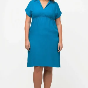 Ulla Popken Collar Knee Length Dress In Blue*Women Dresses & Jumpsuits