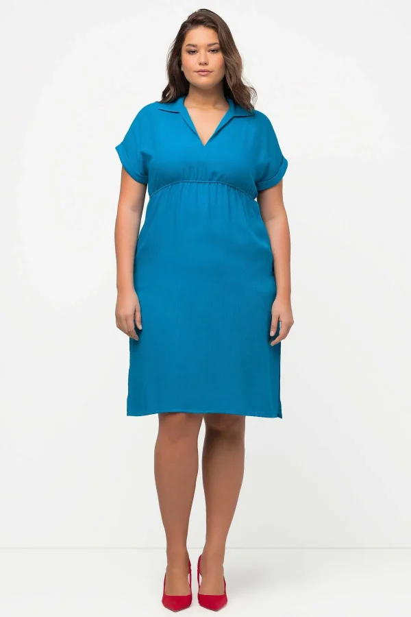 Ulla Popken Collar Knee Length Dress In Blue*Women Dresses & Jumpsuits