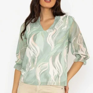 Pala D'oro Collarless Blouse In Khaki*Women Tops & Blouses