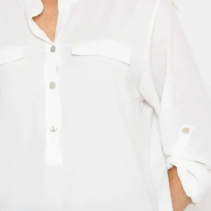 Pala D'oro Collarless Shirt In Ecru*Women Tops & Blouses