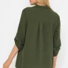 Pala D'oro Collarless Shirt In Khaki*Women Tops & Blouses