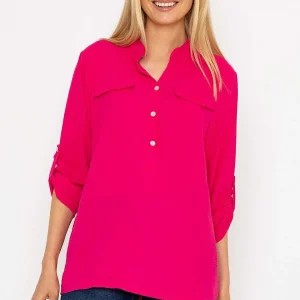 Pala D'oro Collarless Shirt In Pink*Women Tops & Blouses