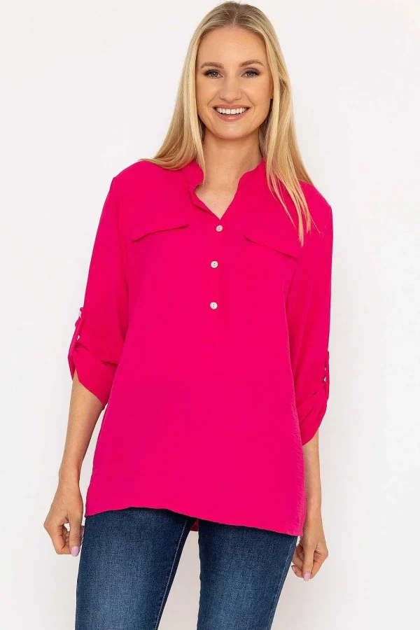 Pala D'oro Collarless Shirt In Pink*Women Tops & Blouses