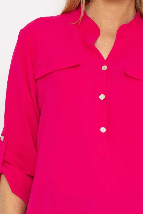 Pala D'oro Collarless Shirt In Pink*Women Tops & Blouses