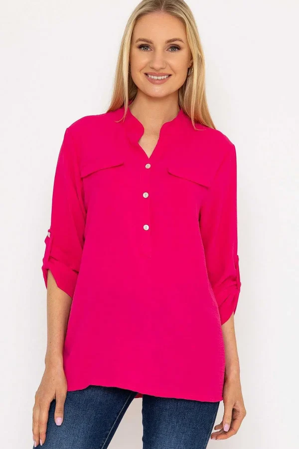 Pala D'oro Collarless Shirt In Pink*Women Tops & Blouses