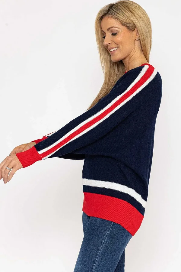 West Quay Colour Block Stripe Knit Sweater In Navy*Women Jumpers & Cardigans