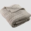 Galway Crystal Cool Grey Aran Knit Throw* Homeware