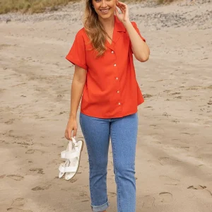 Rowen Avenue Coral Camp Collar Shirt*Women Tops & Blouses