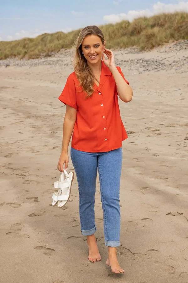 Rowen Avenue Coral Camp Collar Shirt*Women Tops & Blouses