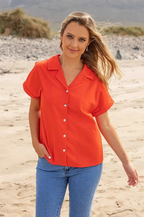 Rowen Avenue Coral Camp Collar Shirt*Women Tops & Blouses