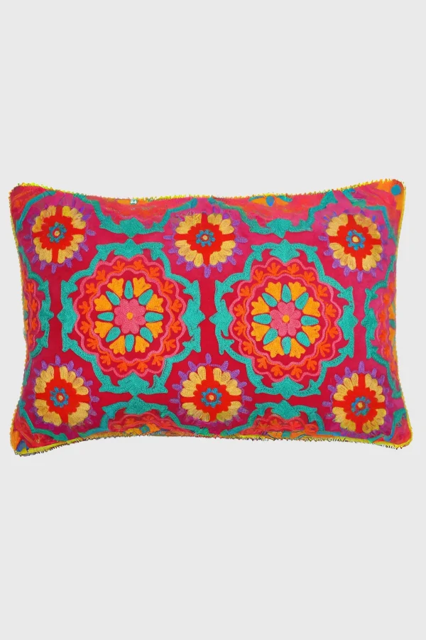 Carraig Donn HOME Coral Geometric Velvet Embroidered Cushion* Homeware