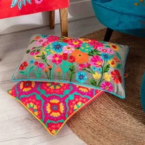 Carraig Donn HOME Coral Geometric Velvet Embroidered Cushion* Homeware