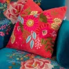 Carraig Donn HOME Coral Velvet Floral Embroidered Cushion* Homeware