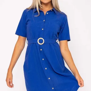 Kelly & Grace Weekend Cotton Shirt Dress In Cobalt* Sale Dresses