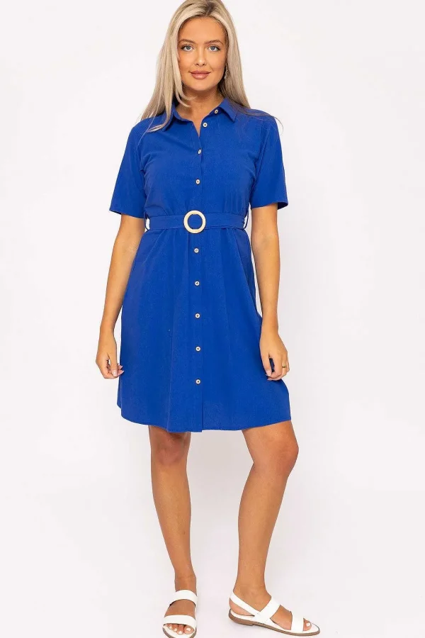 Kelly & Grace Weekend Cotton Shirt Dress In Cobalt* Sale Dresses