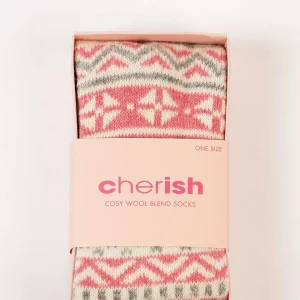 Cherish Accessories Cream Fairisle Cosy Socks In Box*Women Nightwear