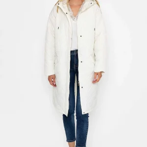 J'aime la Vie Cream Long Line Hooded Coat*Women Coats & Jackets