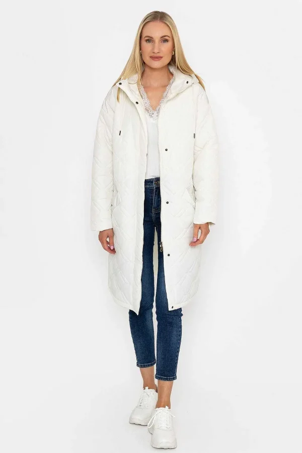 J'aime la Vie Cream Long Line Hooded Coat*Women Coats & Jackets