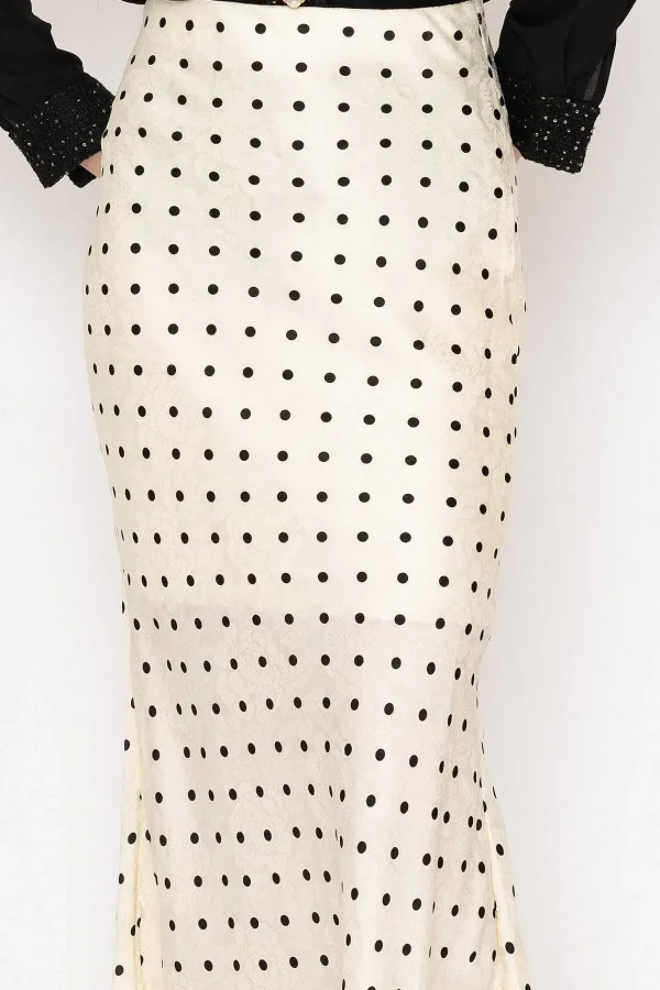 Elli White Cream Satin Polka Dot Midi Skirt*Women Skirts & Shorts