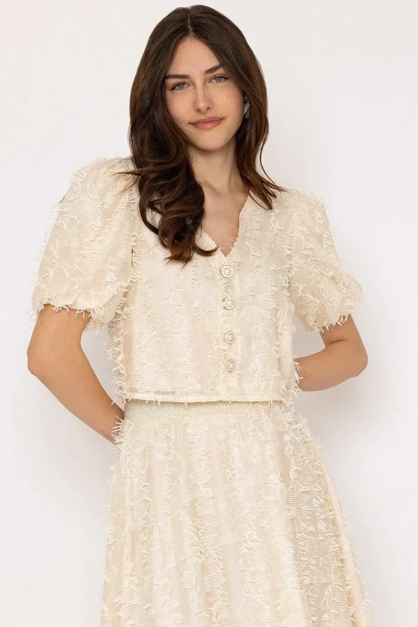 Elli White Cream Tulle Cropped Top*Women Tops & Blouses