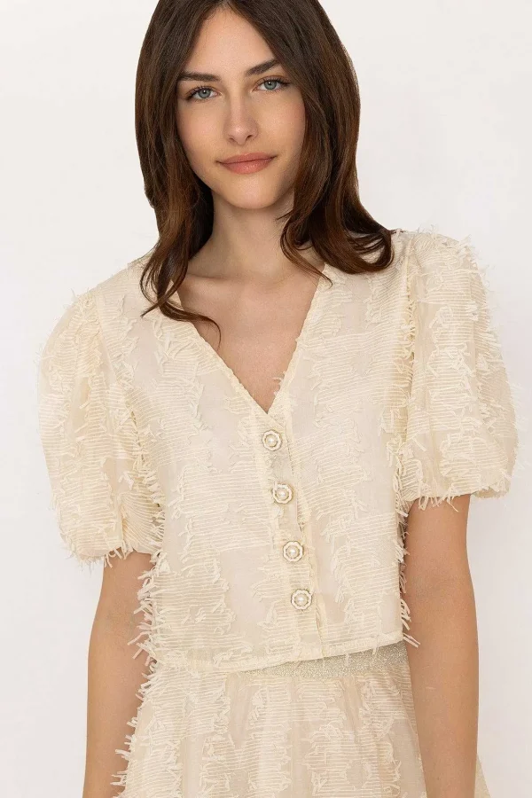 Elli White Cream Tulle Cropped Top*Women Tops & Blouses