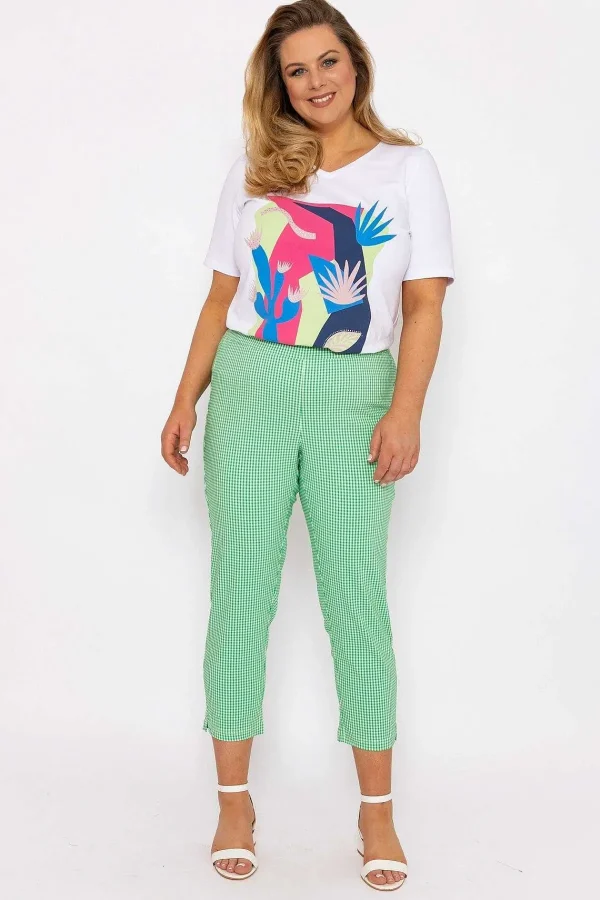 Ulla Popken Cropped Green Bengaline Pants*Women Jeans & Trousers