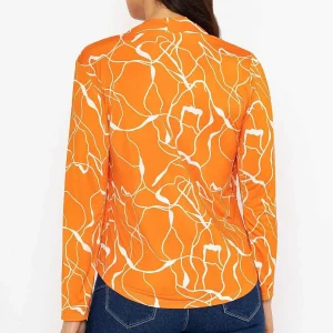 Pala D'oro Cross Over Top In Orange Print*Women Tops & Blouses