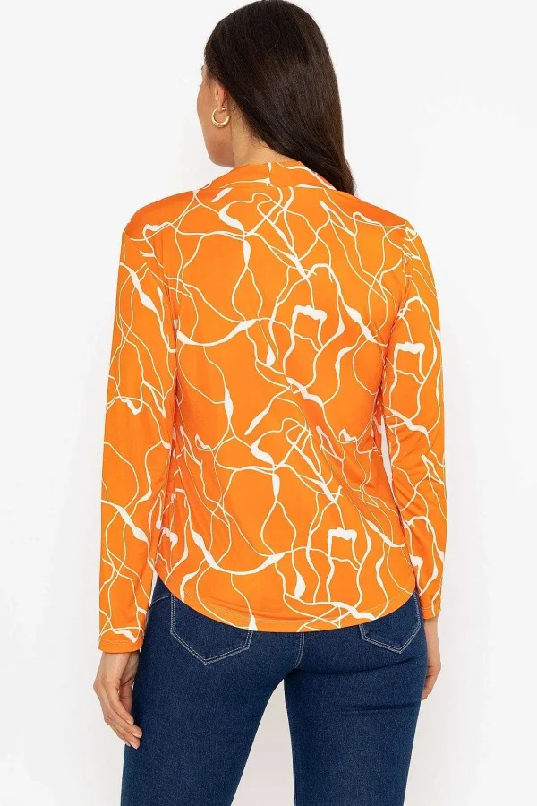 Pala D'oro Cross Over Top In Orange Print*Women Tops & Blouses