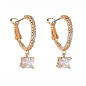 Knight & Day Crystal Rose Gold Hoop Earrings* Earrings