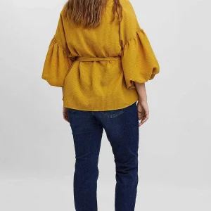 Vero Moda Curve Curve - 3/4 Length Sleeve Blouse In Gold*Women Tops & Blouses