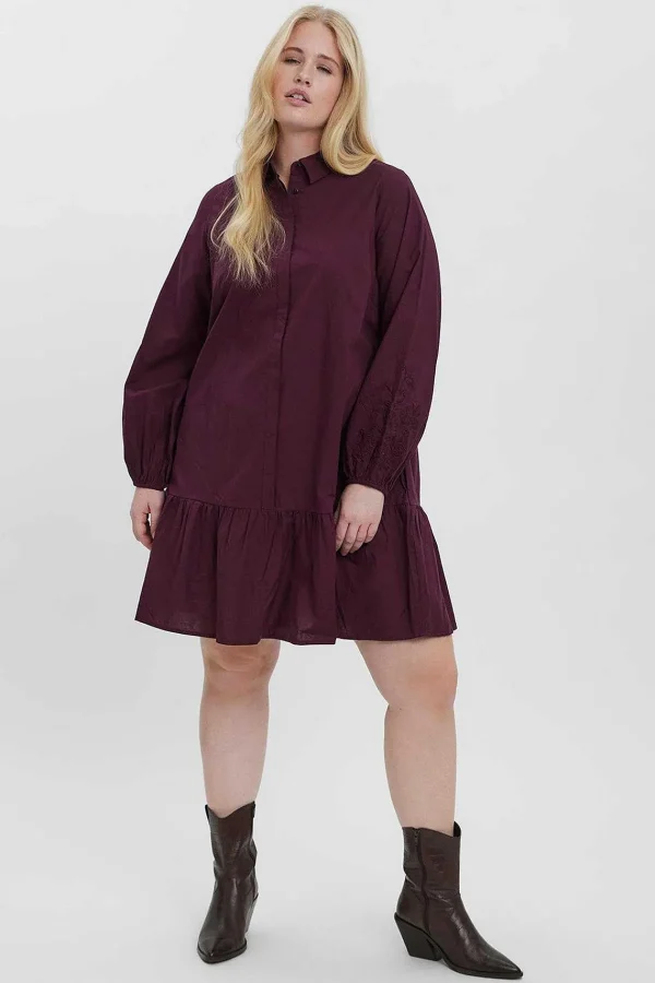 Vero Moda Curve Curve - Abby Dress In Burgundy*Women Dresses & Jumpsuits