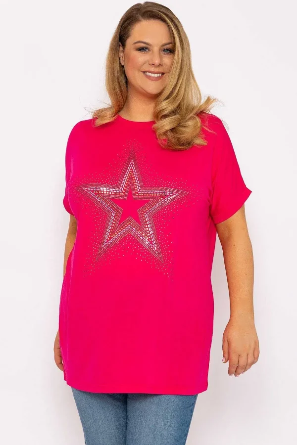 Nova of London Curve - Diamante Star Oversized Top In Pink*Women Tops & Blouses