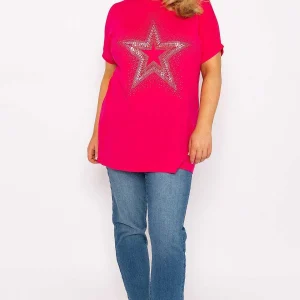 Nova of London Curve - Diamante Star Oversized Top In Pink*Women Tops & Blouses