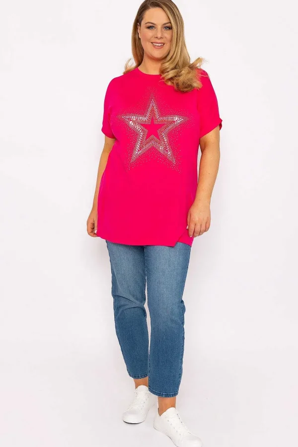 Nova of London Curve - Diamante Star Oversized Top In Pink*Women Tops & Blouses