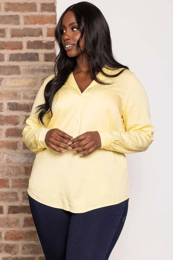 Vero Moda Curve Curve - Josie 3/4 Sleeve Blouse In Yellow*Women Tops & Blouses