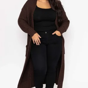 Vero Moda Curve Curve - Long Belted Cardigan In Brown*Women Jumpers & Cardigans