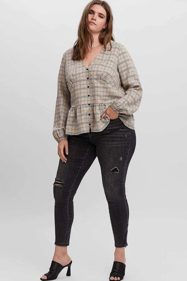 Vero Moda Curve Curve - Long Sleeve Blouse In Check*Women Tops & Blouses