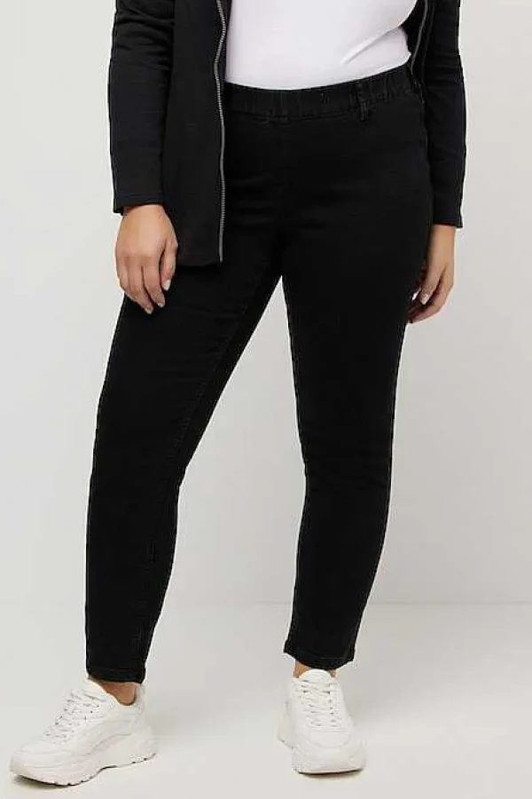 Ulla Popken Denim Look Elastic Jeggings In Black*Women Jeans & Trousers
