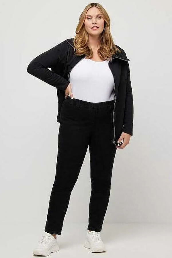 Ulla Popken Denim Look Elastic Jeggings In Black*Women Jeans & Trousers