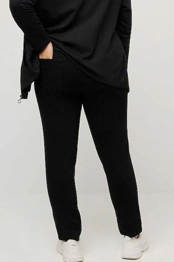 Ulla Popken Denim Look Elastic Jeggings In Black*Women Jeans & Trousers
