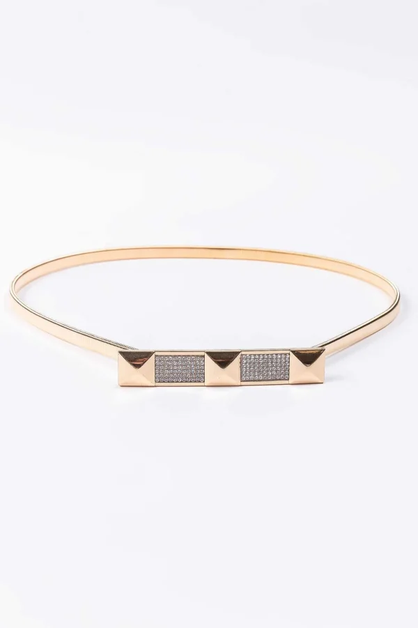 SOUL Accessories Diamante Detail Stretch Belt In Gold* Belts