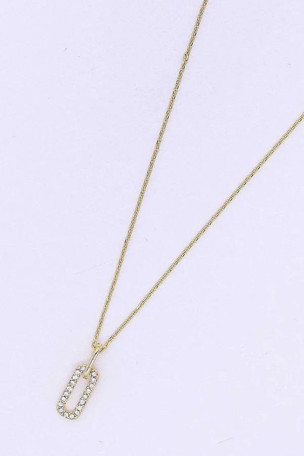 Joularie Diamante Square Pendant In Gold* Necklaces