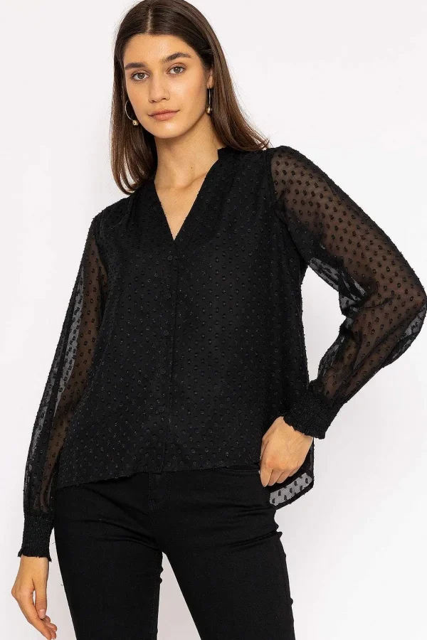 Rowen Avenue Dobby Texture Blouse In Black*Women Tops & Blouses